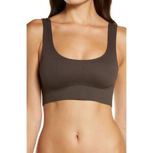 SKIMS Stretch Rib Scoop Bralette NEW Soot XXS/XS